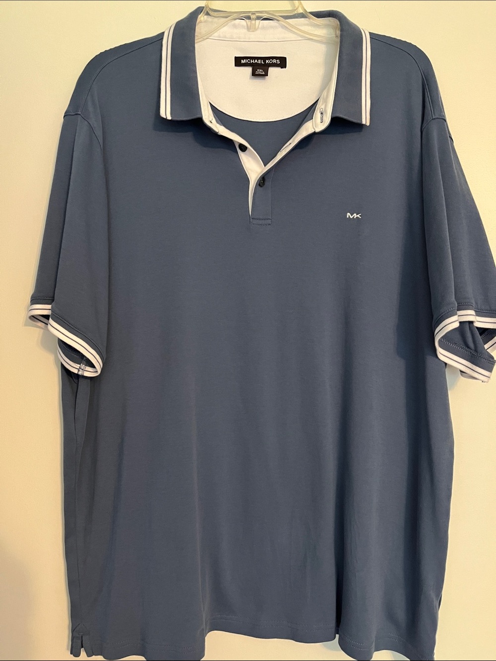 Michael Kors Men's Slate Blue Polo with White Contrast Trim XXL